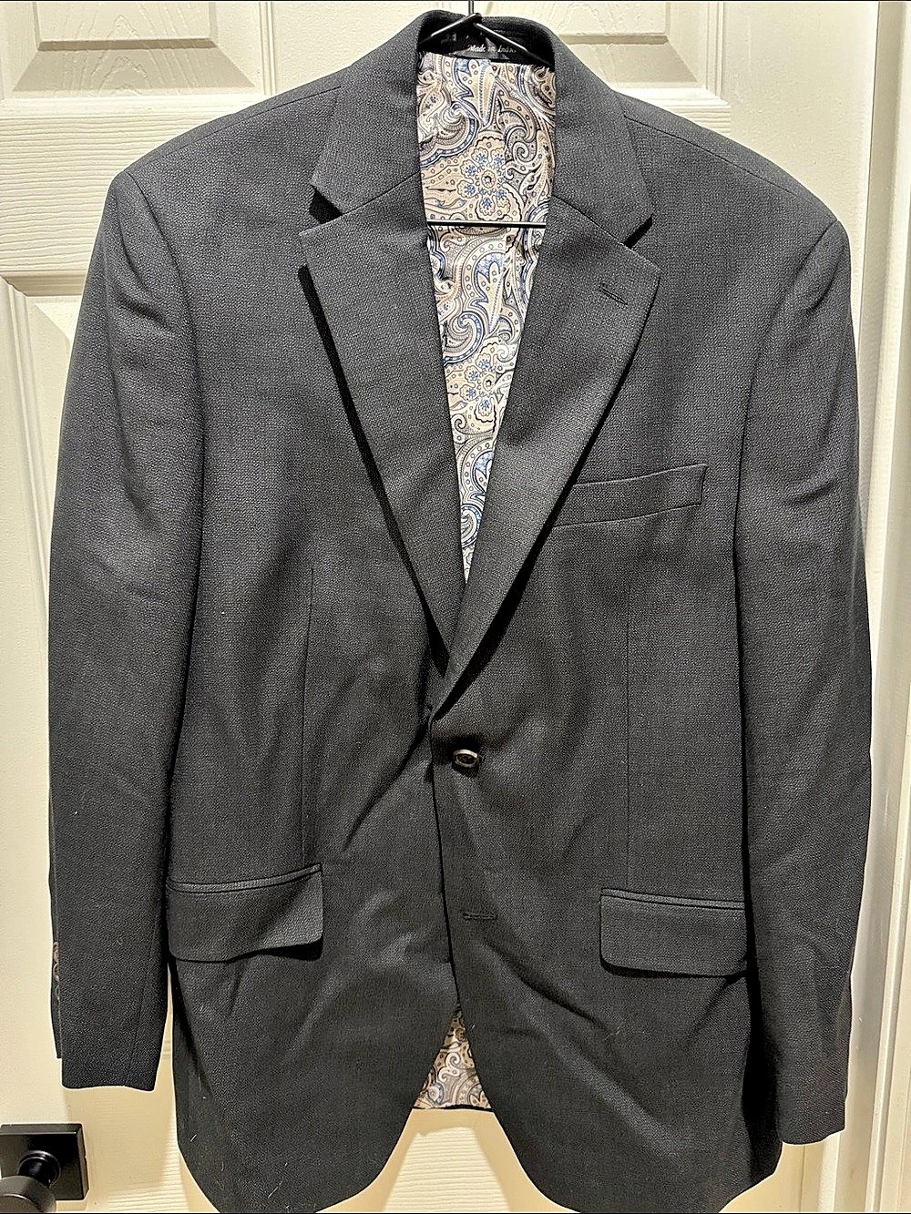 Lauren Ralph Lauren Men's Wool Sport Coat Paisley Lining Gray Size 40 R Like New